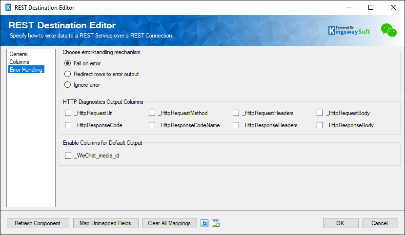 SSIS REST WeChat Destination Component - Error Handling